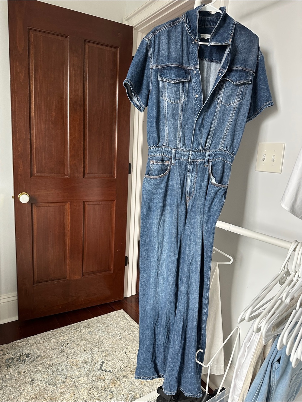 Good American long denim jumpsuit